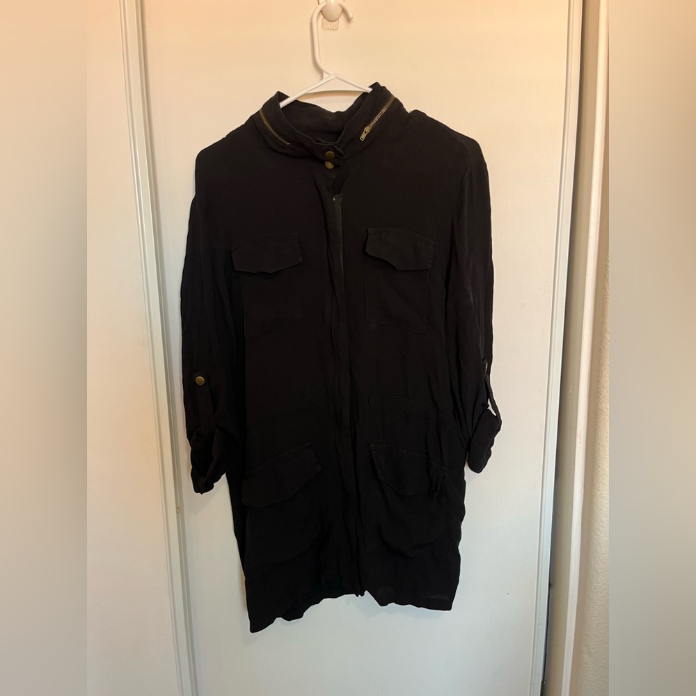 Lulu’s Black Light Weight Jacket with Drawstring Medium Goth Biker Whimsigoth